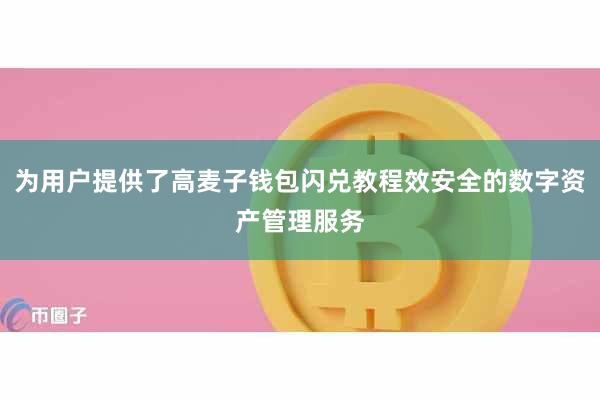 为用户提供了高麦子钱包闪兑教程效安全的数字资产管理服务