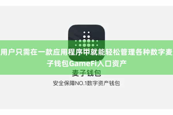 用户只需在一款应用程序中就能轻松管理各种数字麦子钱包GameFi入口资产